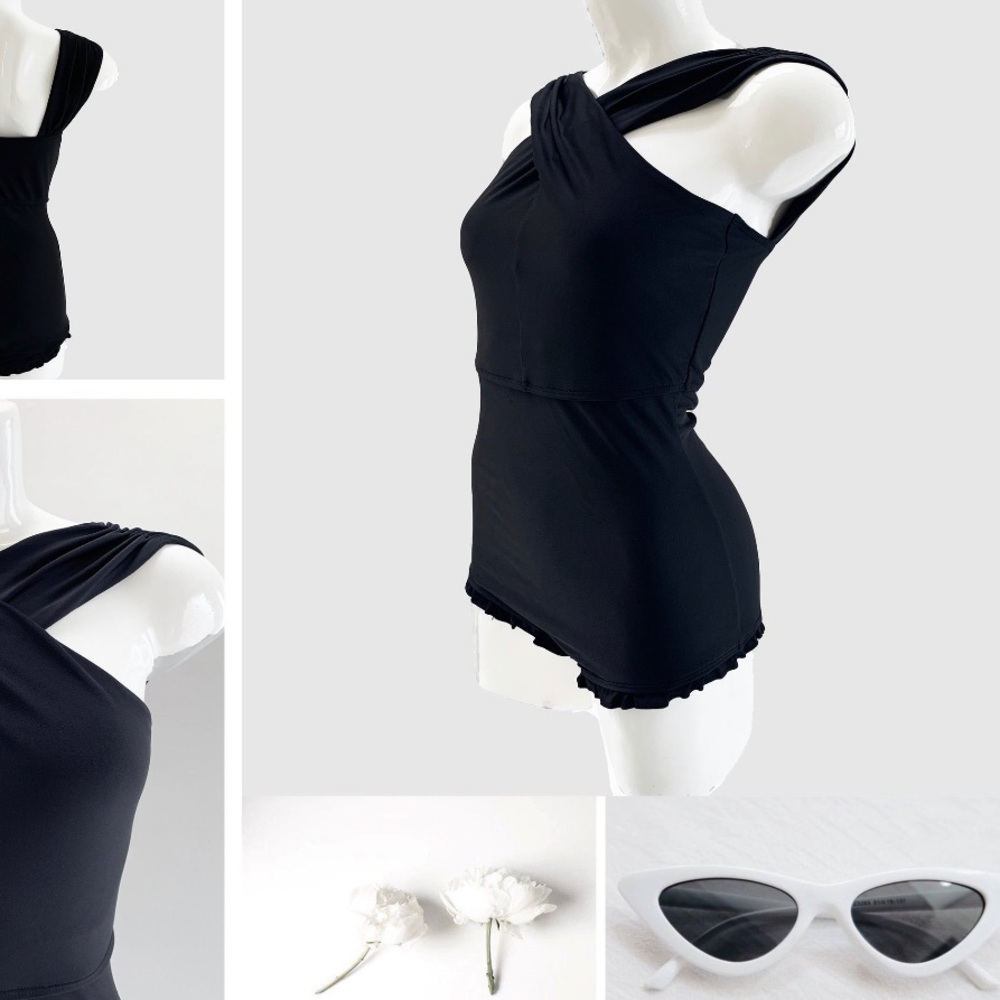 One Piece Swimsuit with Criss-crossed Details